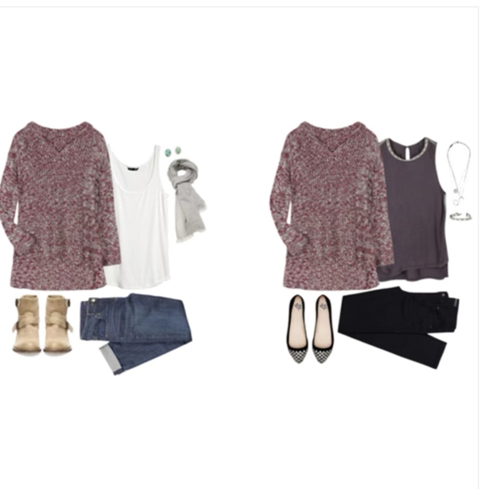Hem & Thread Erica Mixed Knit Hooded Sweater